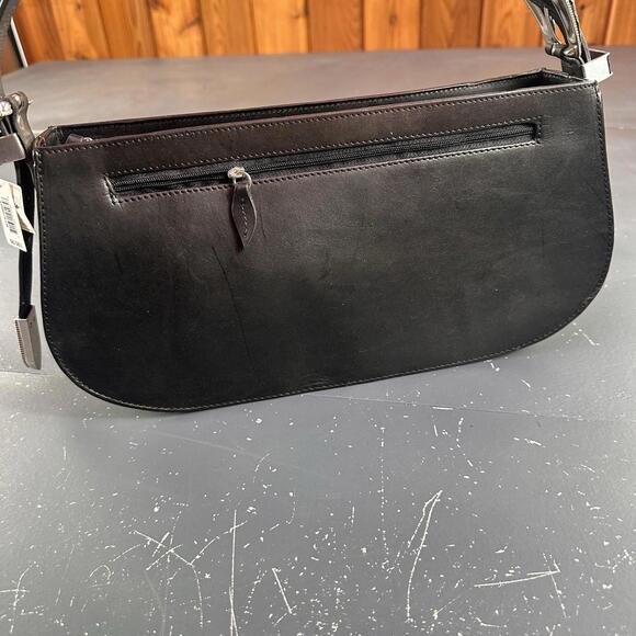 VTG Nocona Leather Purse Brown Black Orange Hand Tooled Floral 13x3x7 NWT - Picture 4 of 9